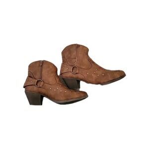 Code West Ankle Boots Pull On Tan Leather CW114 Pointed Toe‎ 7.5 Western Cowgirl